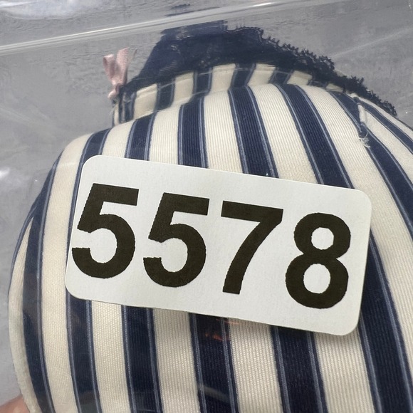 Cacique‎ Striped Padded Bra 46C Underwire Full Coverage Lace Trim Plus Size Navy - Picture 10 of 10